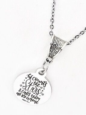 Inspirational 'He Counts the Stars' Silver Pendant Necklace